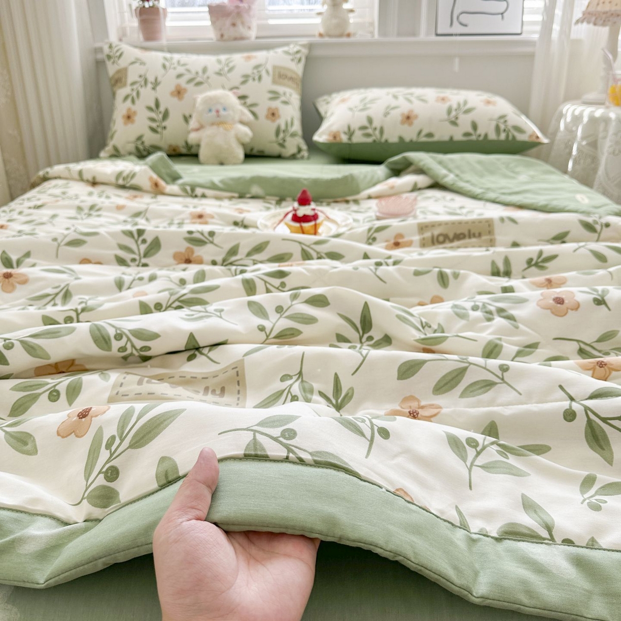 91家纺网 家纺一手货源 找家纺 棉森家纺 2026春夏新款全棉纯棉棉花夏被夏凉被空调被-风格三 青柠薄荷