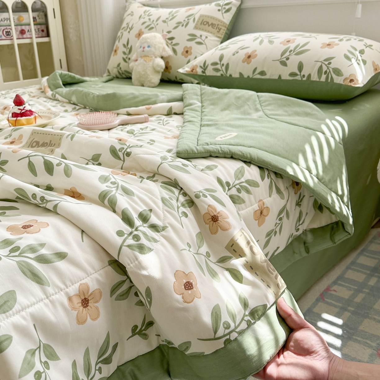 91家纺网 家纺一手货源 找家纺 棉森家纺 2026春夏新款全棉纯棉棉花夏被夏凉被空调被-风格三 青柠薄荷