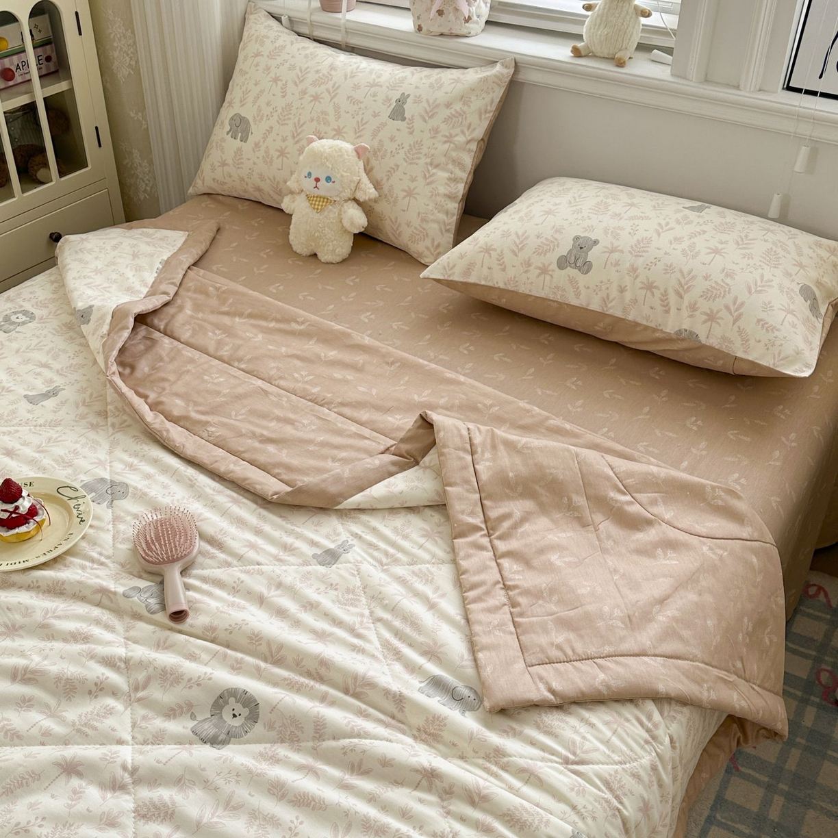 91家纺网 家纺一手货源 找家纺 棉森家纺 2026春夏新款全棉纯棉棉花夏被夏凉被空调被-风格三 森林秘境-粉