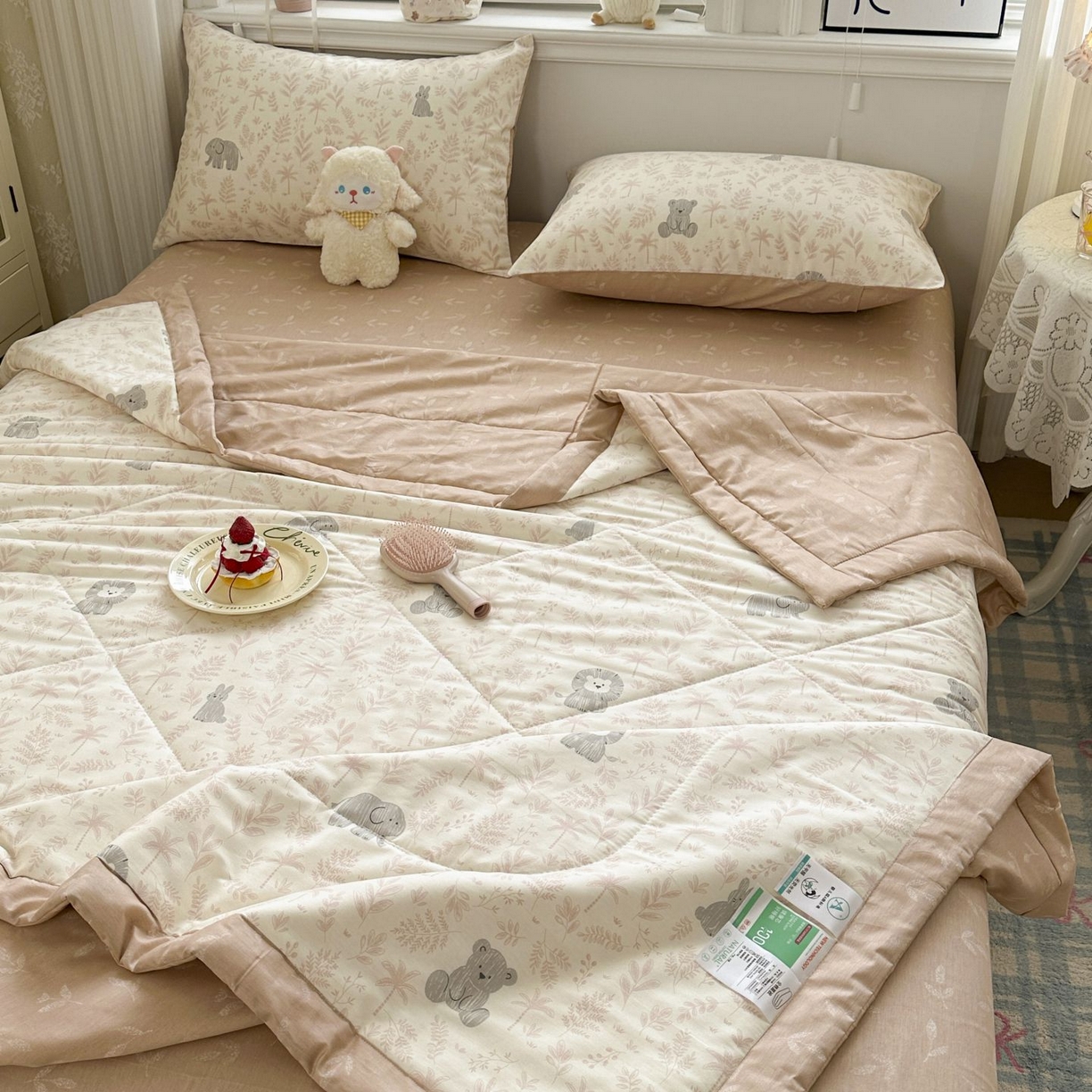 91家纺网 家纺一手货源 找家纺 棉森家纺 2026春夏新款全棉纯棉棉花夏被夏凉被空调被-风格三 森林秘境-粉