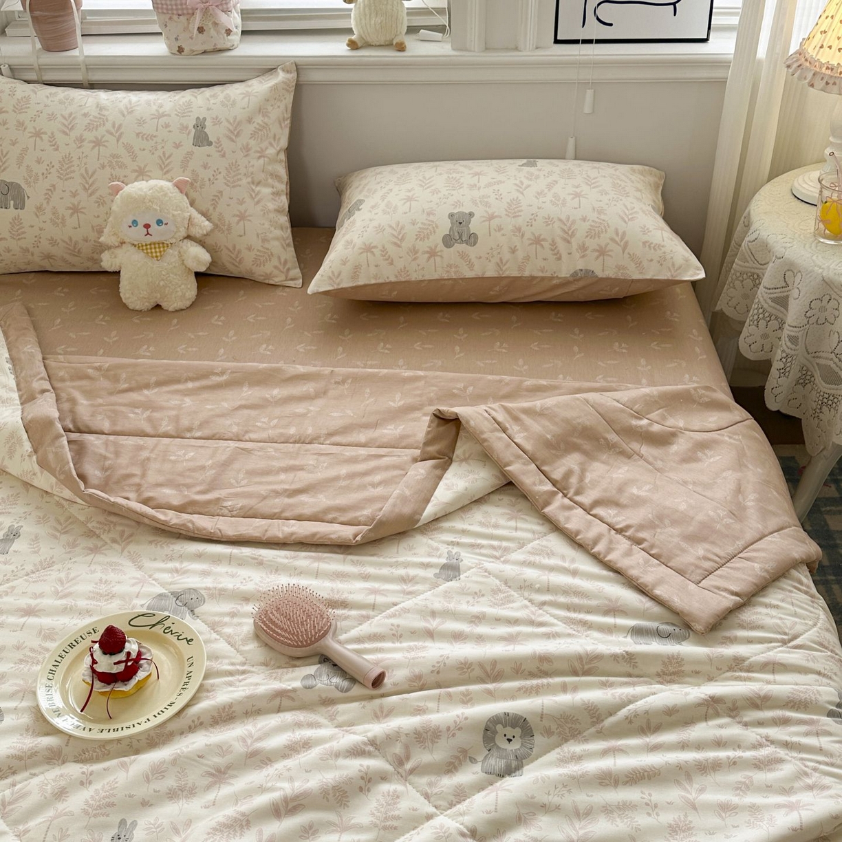 91家纺网 家纺一手货源 找家纺 棉森家纺 2026春夏新款全棉纯棉棉花夏被夏凉被空调被-风格三 森林秘境-粉