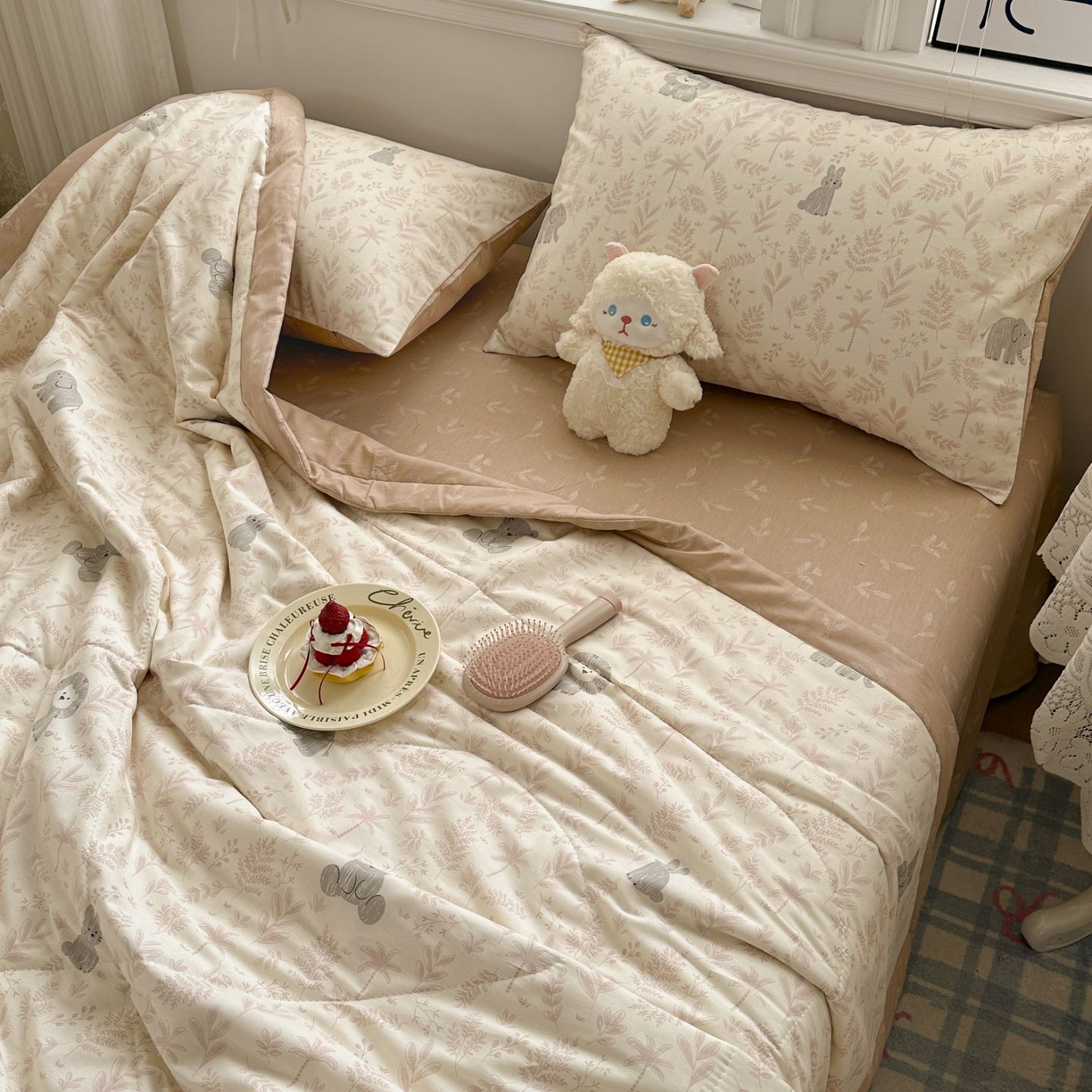 91家纺网 家纺一手货源 找家纺 棉森家纺 2026春夏新款全棉纯棉棉花夏被夏凉被空调被-风格三 森林秘境-粉