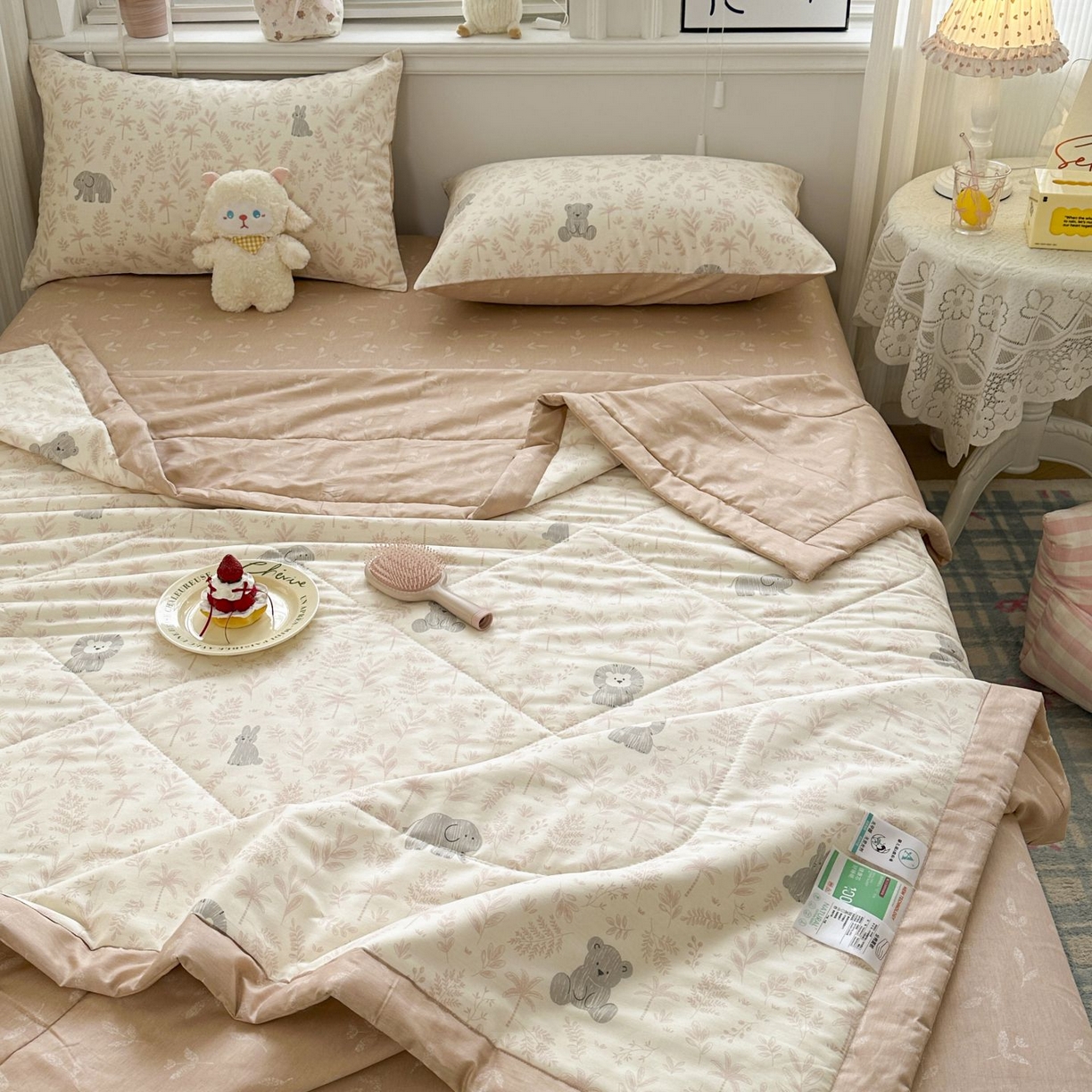 91家纺网 家纺一手货源 找家纺 棉森家纺 2026春夏新款全棉纯棉棉花夏被夏凉被空调被-风格三 森林秘境-粉