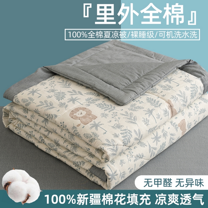 棉森家纺 2026春夏新款全棉纯棉棉花夏被夏凉被空调被-风格三 森林秘境-蓝