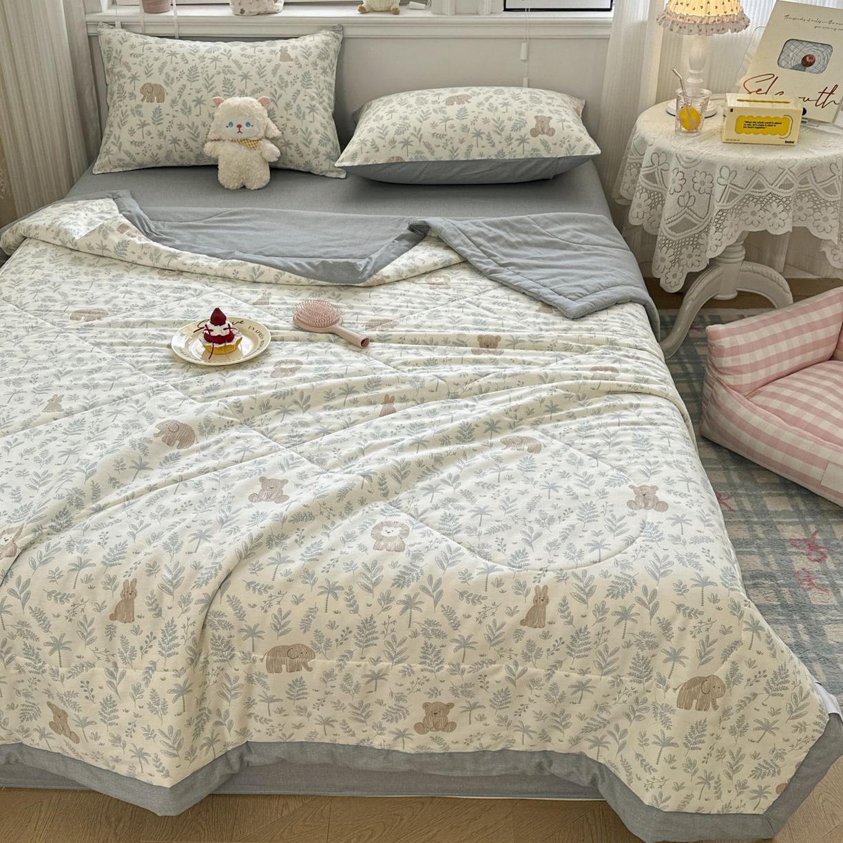 91家纺网 家纺一手货源 找家纺 棉森家纺 2026春夏新款全棉纯棉棉花夏被夏凉被空调被-风格三 森林秘境-蓝