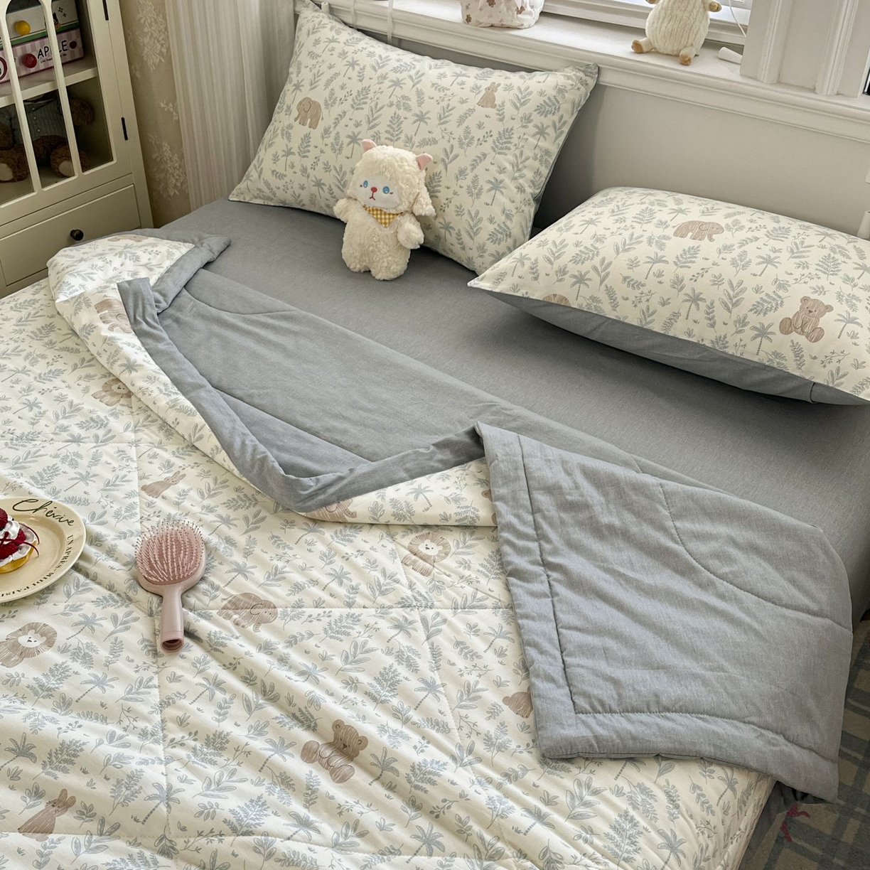 91家纺网 家纺一手货源 找家纺 棉森家纺 2026春夏新款全棉纯棉棉花夏被夏凉被空调被-风格三 森林秘境-蓝