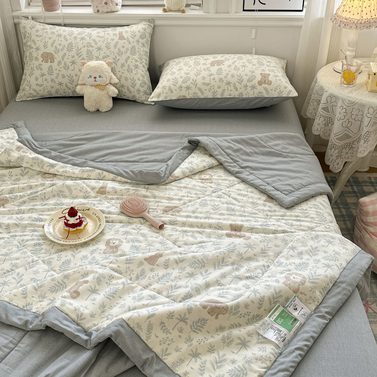 91家纺网 家纺一手货源 找家纺 棉森家纺 2026春夏新款全棉纯棉棉花夏被夏凉被空调被-风格三 森林秘境-蓝