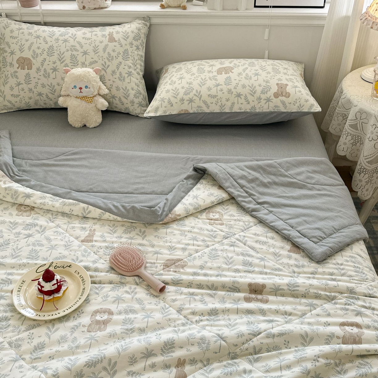 91家纺网 家纺一手货源 找家纺 棉森家纺 2026春夏新款全棉纯棉棉花夏被夏凉被空调被-风格三 森林秘境-蓝