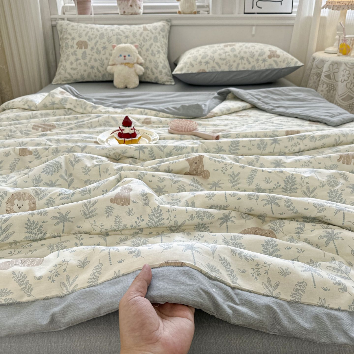 91家纺网 家纺一手货源 找家纺 棉森家纺 2026春夏新款全棉纯棉棉花夏被夏凉被空调被-风格三 森林秘境-蓝