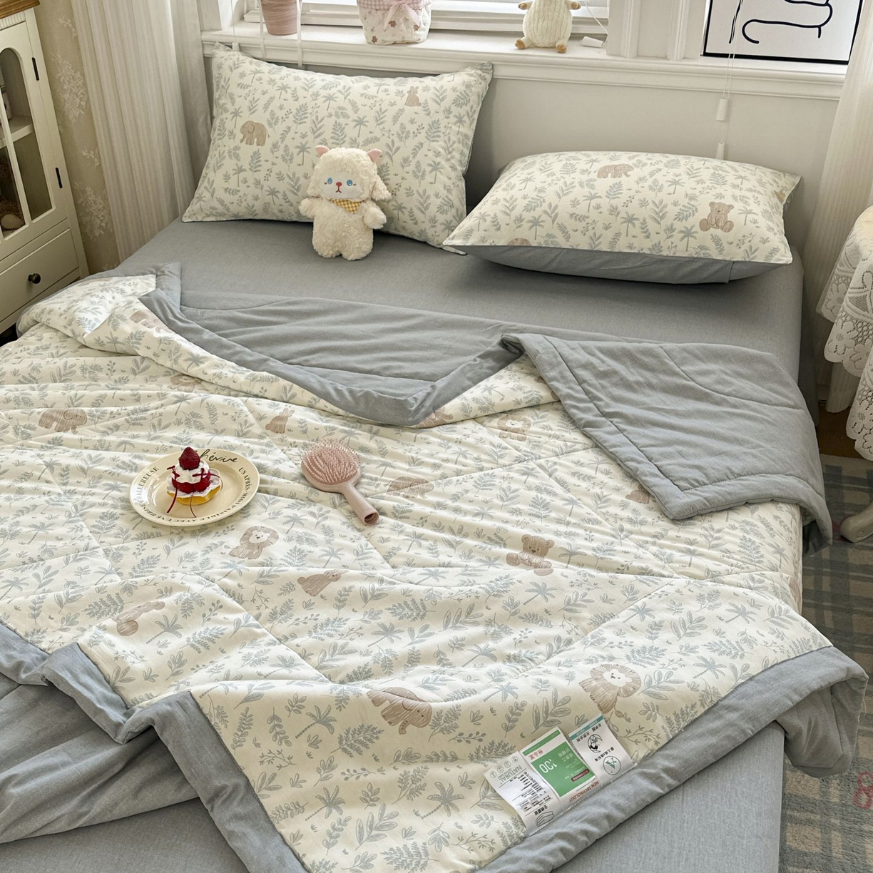 91家纺网 家纺一手货源 找家纺 棉森家纺 2026春夏新款全棉纯棉棉花夏被夏凉被空调被-风格三 森林秘境-蓝