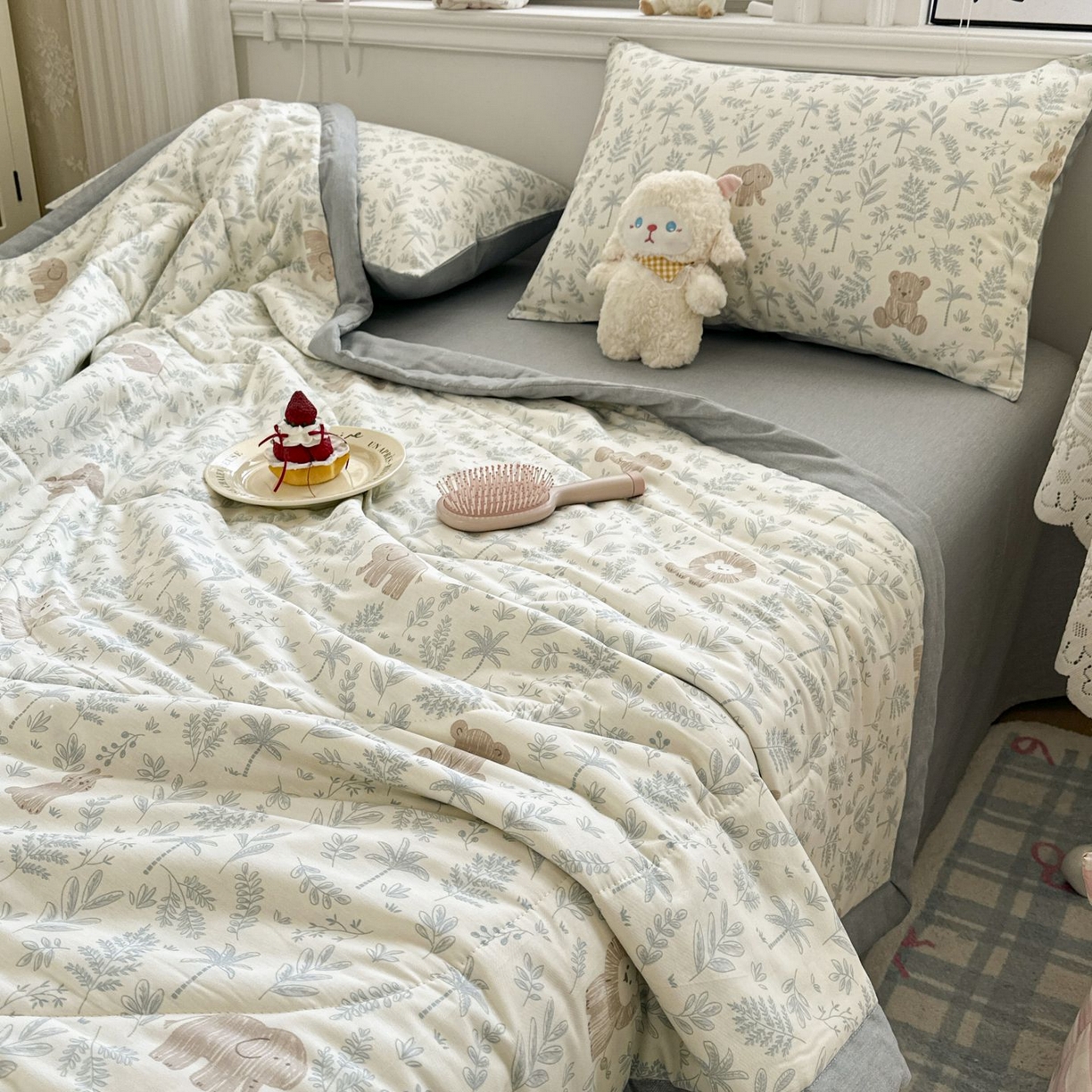 91家纺网 家纺一手货源 找家纺 棉森家纺 2026春夏新款全棉纯棉棉花夏被夏凉被空调被-风格三 森林秘境-蓝