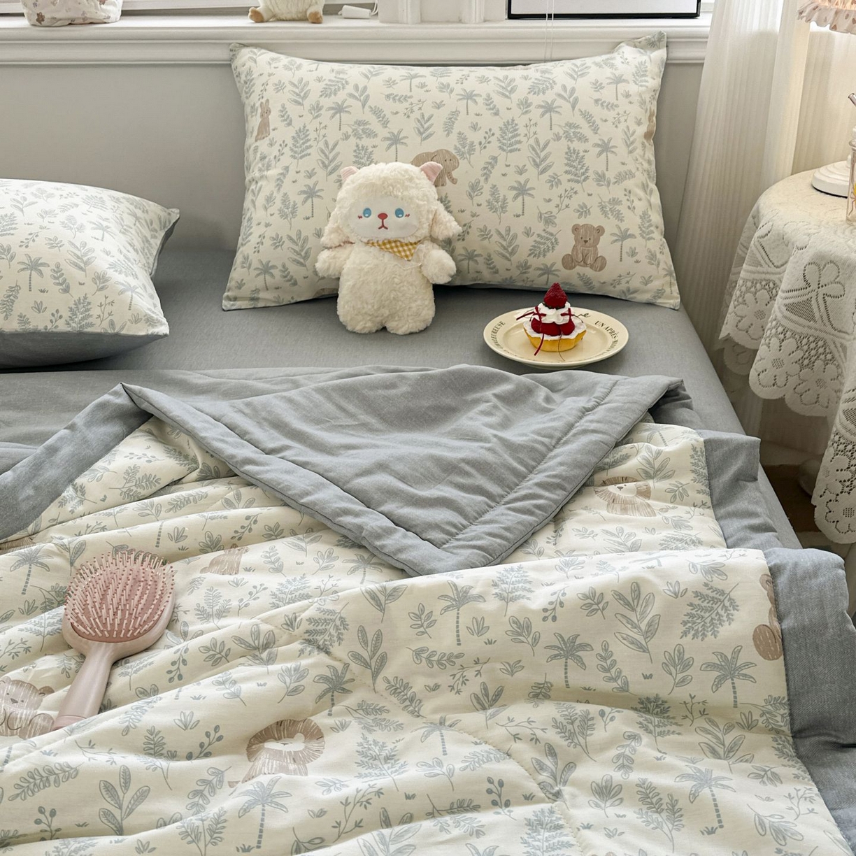 91家纺网 家纺一手货源 找家纺 棉森家纺 2026春夏新款全棉纯棉棉花夏被夏凉被空调被-风格三 森林秘境-蓝