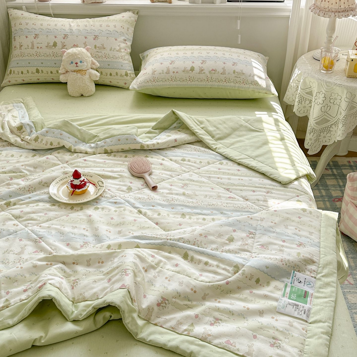 91家纺网 家纺一手货源 找家纺 棉森家纺 2026春夏新款全棉纯棉棉花夏被夏凉被空调被-风格三 森林小兔