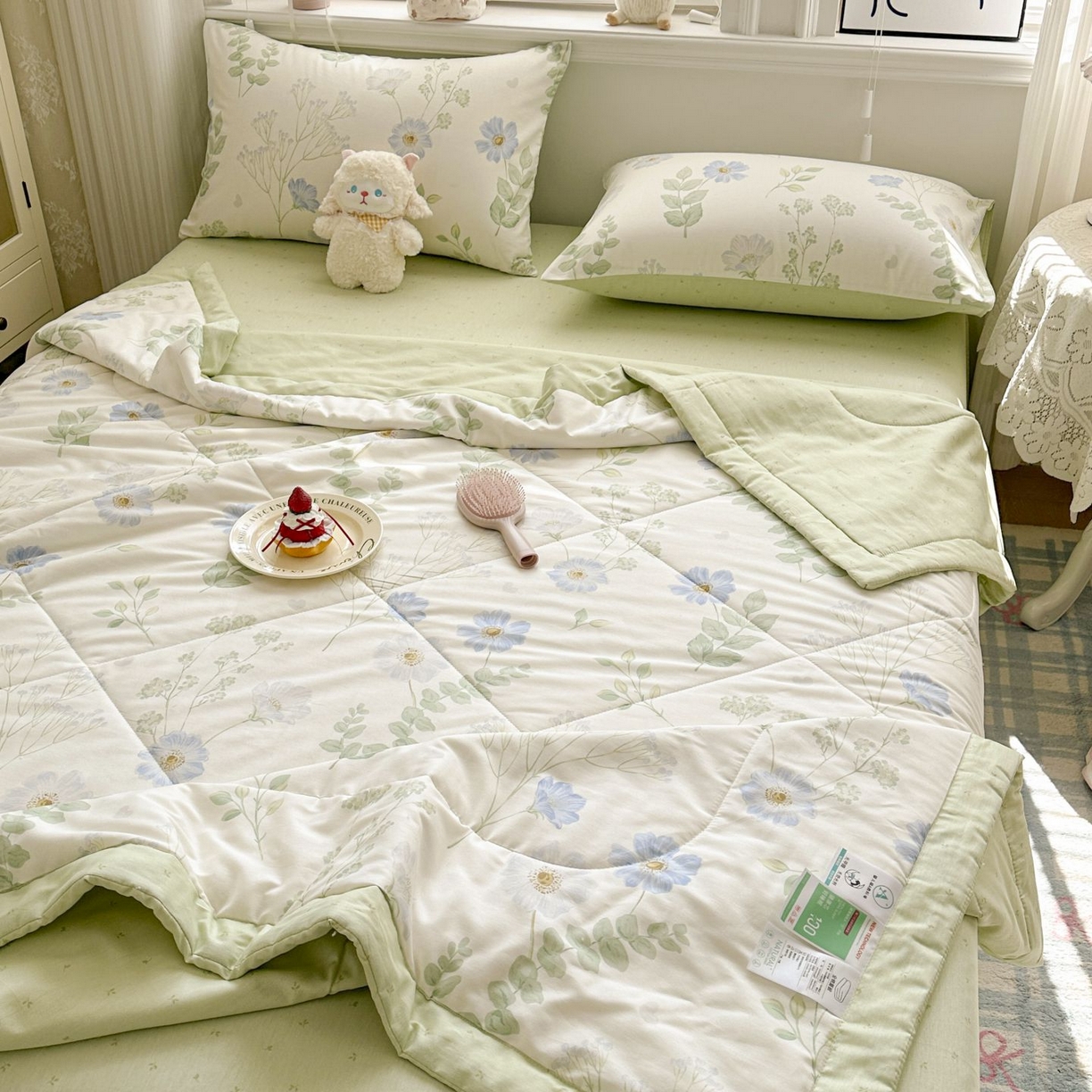 91家纺网 家纺一手货源 找家纺 棉森家纺 2026春夏新款全棉纯棉棉花夏被夏凉被空调被-风格三 生机盎然