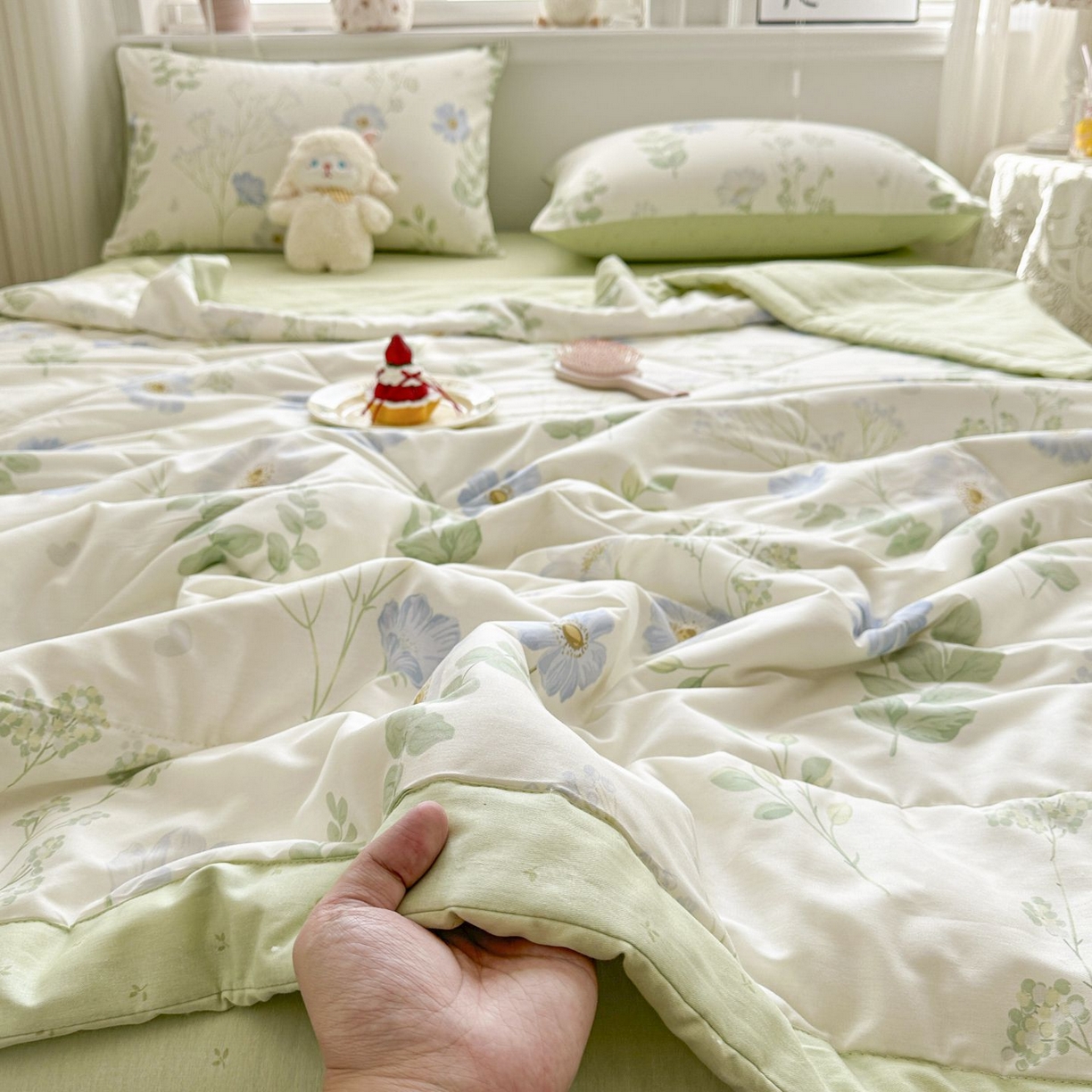 91家纺网 家纺一手货源 找家纺 棉森家纺 2026春夏新款全棉纯棉棉花夏被夏凉被空调被-风格三 生机盎然