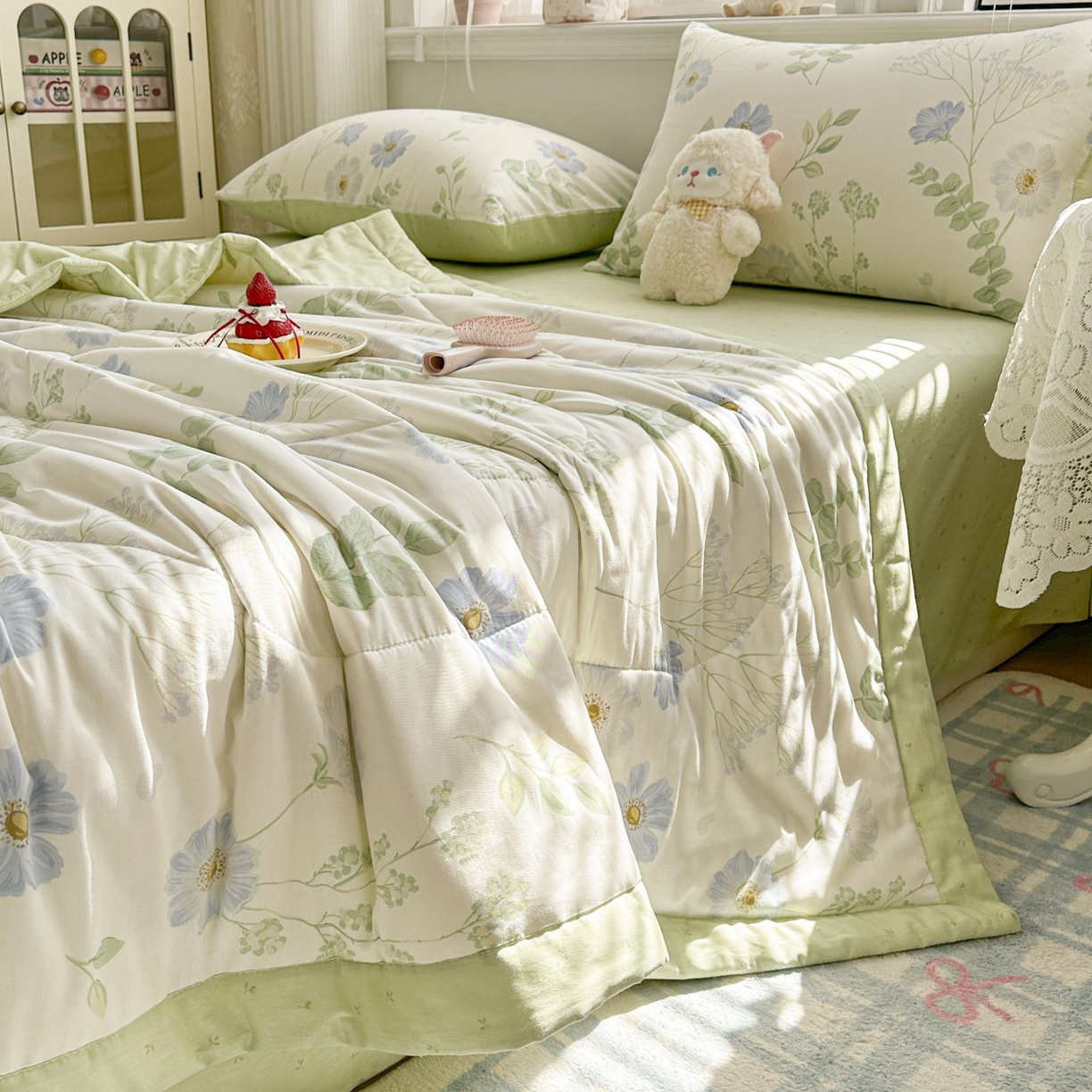 91家纺网 家纺一手货源 找家纺 棉森家纺 2026春夏新款全棉纯棉棉花夏被夏凉被空调被-风格三 生机盎然