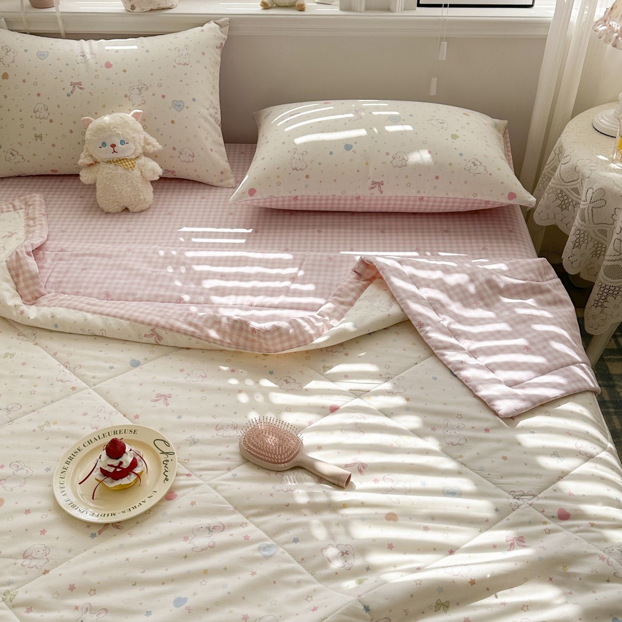 91家纺网 家纺一手货源 找家纺 棉森家纺 2026春夏新款全棉纯棉棉花夏被夏凉被空调被-风格三 兔兔甜心