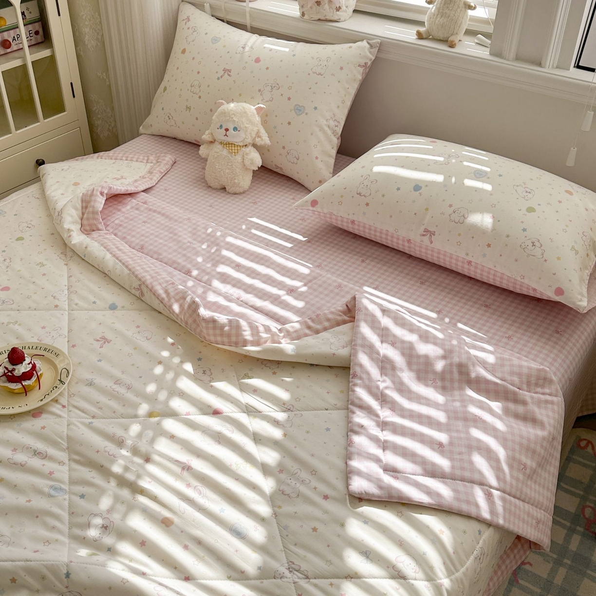 91家纺网 家纺一手货源 找家纺 棉森家纺 2026春夏新款全棉纯棉棉花夏被夏凉被空调被-风格三 兔兔甜心