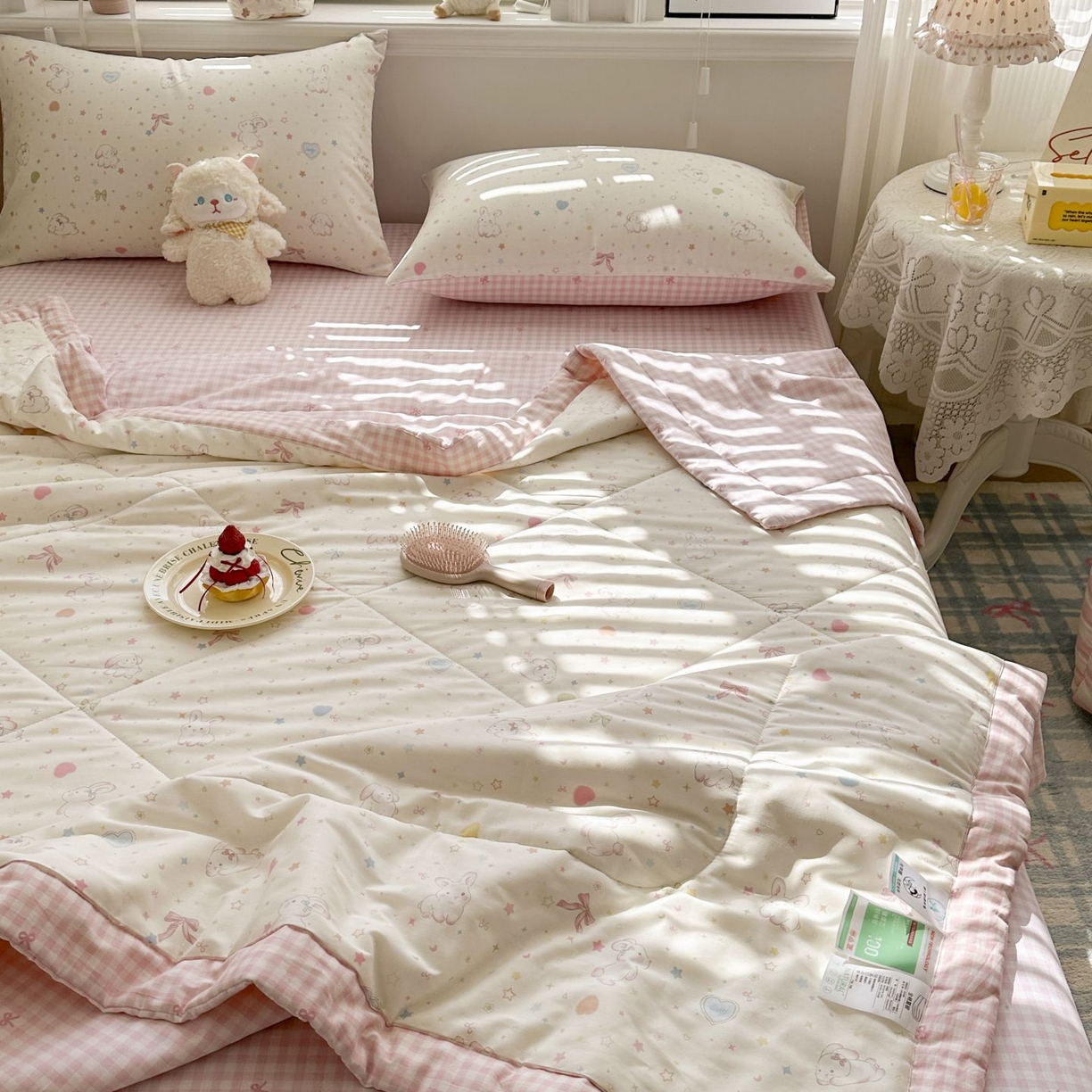 91家纺网 家纺一手货源 找家纺 棉森家纺 2026春夏新款全棉纯棉棉花夏被夏凉被空调被-风格三 兔兔甜心