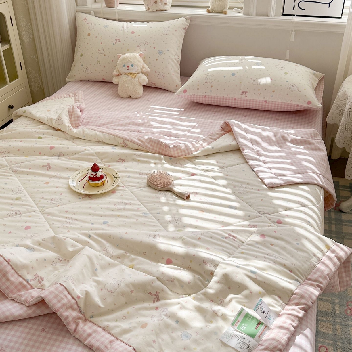 91家纺网 家纺一手货源 找家纺 棉森家纺 2026春夏新款全棉纯棉棉花夏被夏凉被空调被-风格三 兔兔甜心