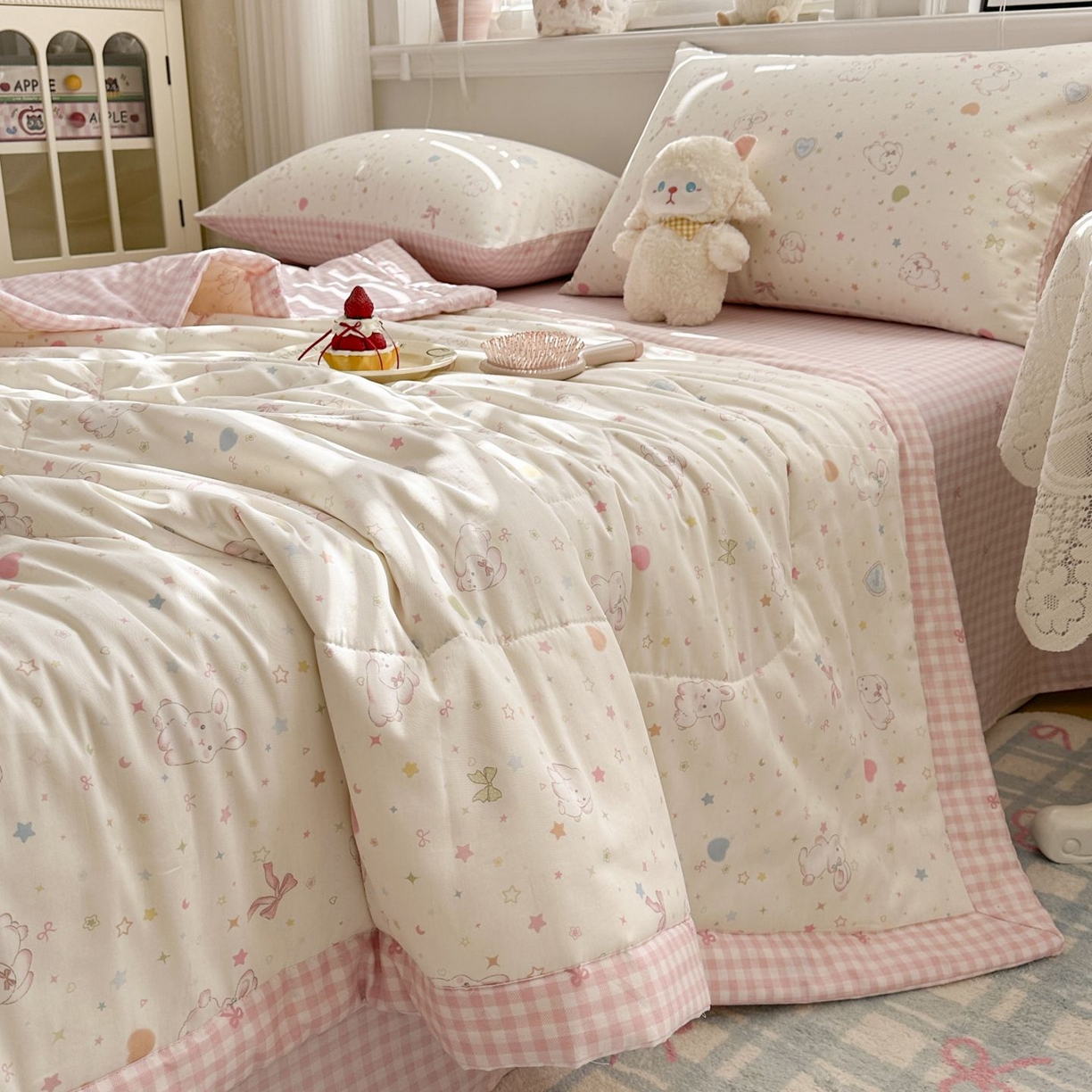 91家纺网 家纺一手货源 找家纺 棉森家纺 2026春夏新款全棉纯棉棉花夏被夏凉被空调被-风格三 兔兔甜心