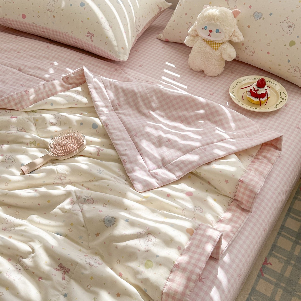 91家纺网 家纺一手货源 找家纺 棉森家纺 2026春夏新款全棉纯棉棉花夏被夏凉被空调被-风格三 兔兔甜心