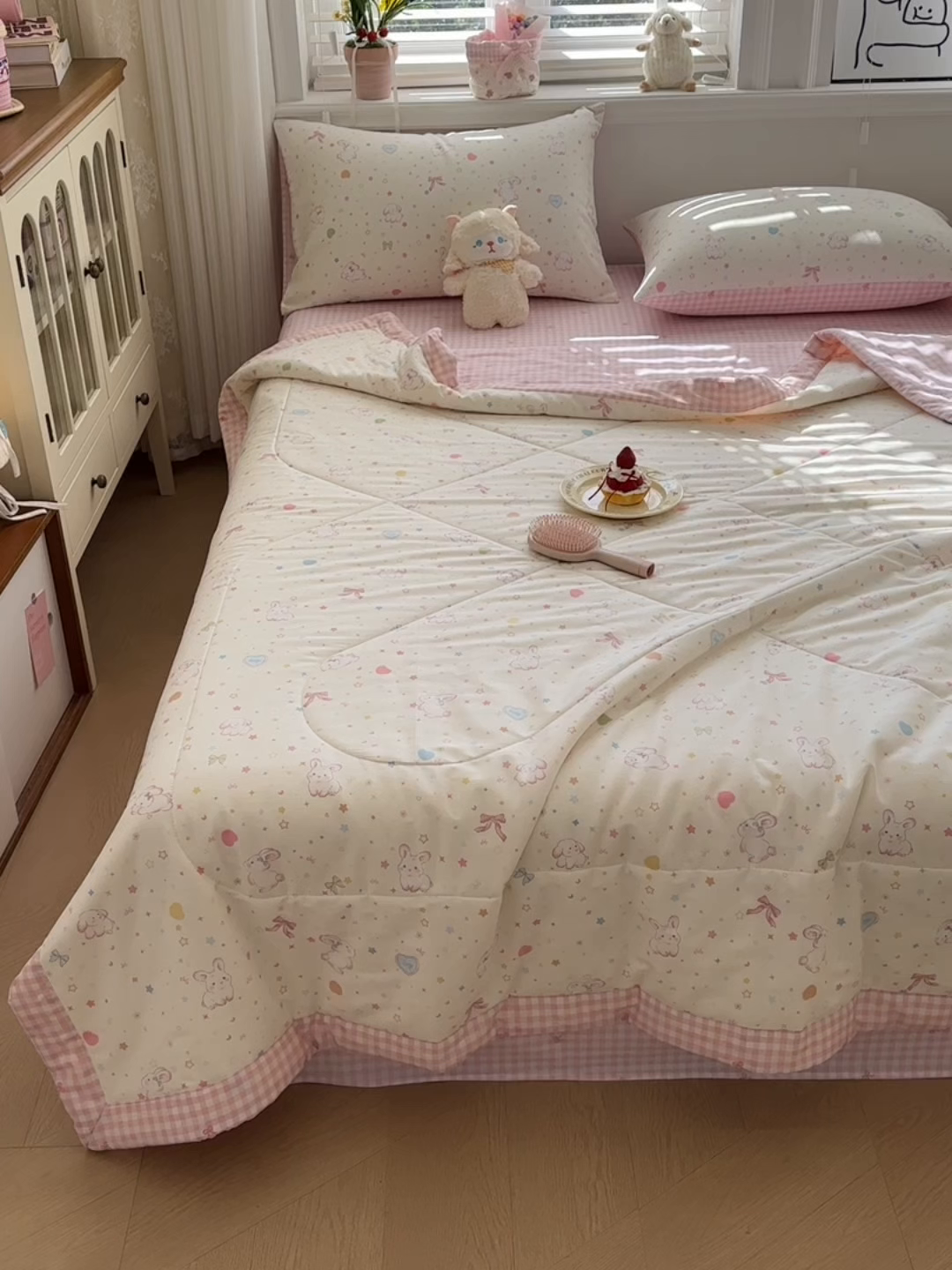 91家纺网 家纺一手货源 找家纺 棉森家纺 2026春夏新款全棉纯棉棉花夏被夏凉被空调被-风格三 兔兔甜心