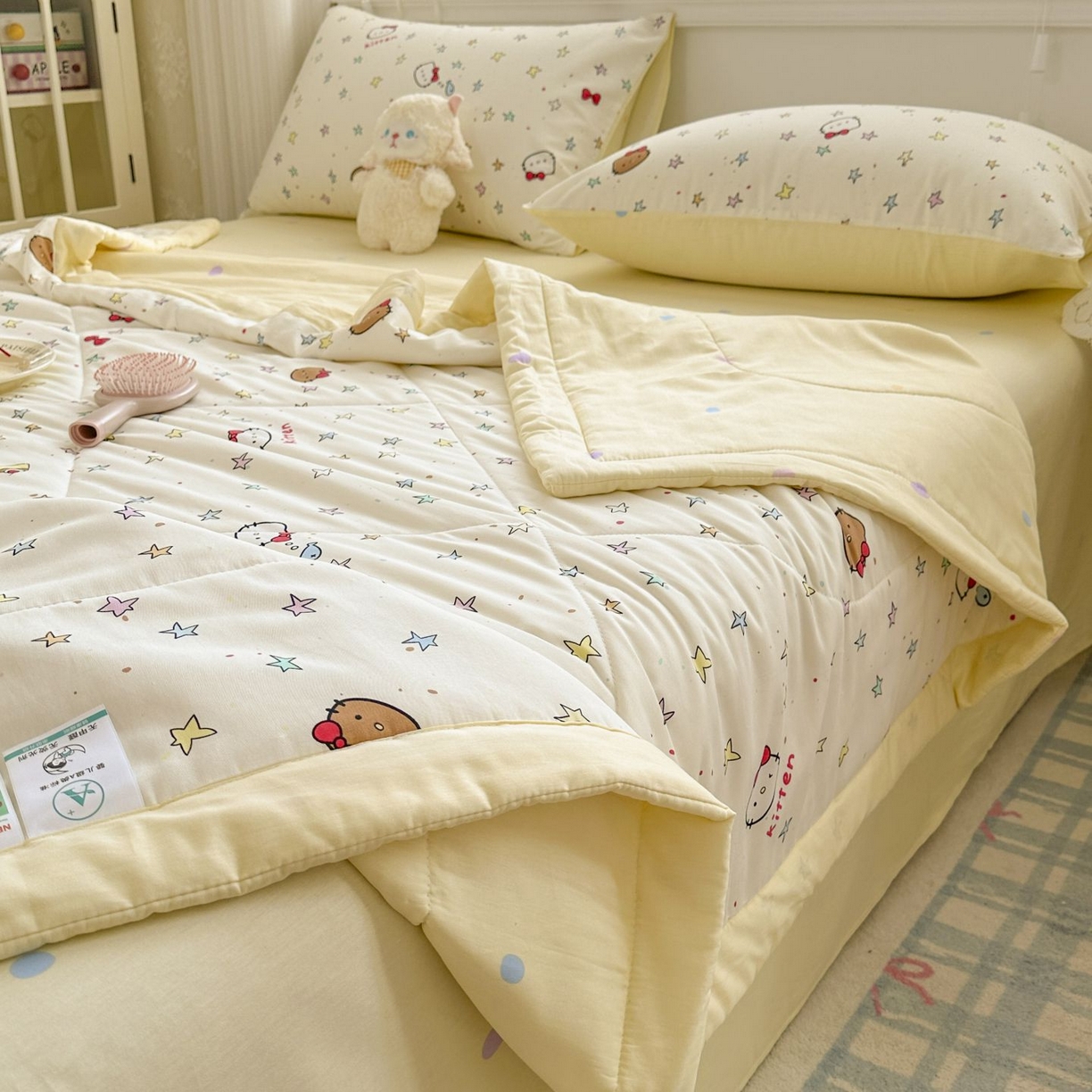 91家纺网 家纺一手货源 找家纺 棉森家纺 2026春夏新款全棉纯棉棉花夏被夏凉被空调被-风格三 星星凯蒂猫