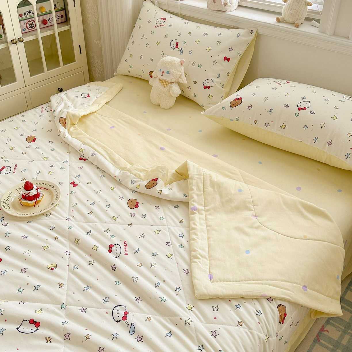 91家纺网 家纺一手货源 找家纺 棉森家纺 2026春夏新款全棉纯棉棉花夏被夏凉被空调被-风格三 星星凯蒂猫