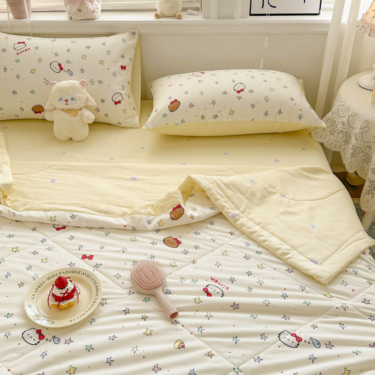 91家纺网 家纺一手货源 找家纺 棉森家纺 2026春夏新款全棉纯棉棉花夏被夏凉被空调被-风格三 星星凯蒂猫