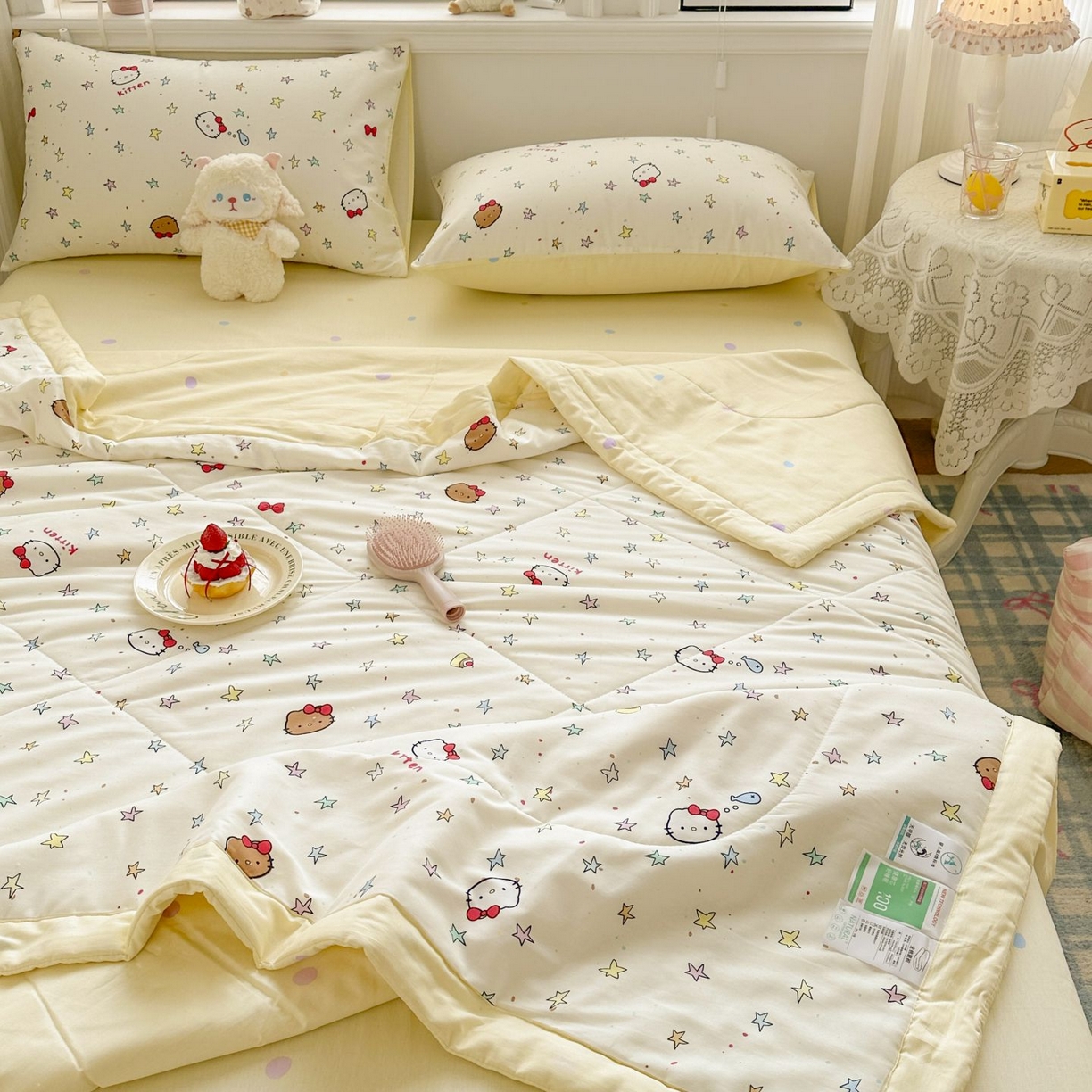 91家纺网 家纺一手货源 找家纺 棉森家纺 2026春夏新款全棉纯棉棉花夏被夏凉被空调被-风格三 星星凯蒂猫