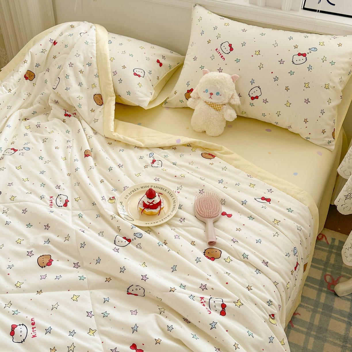 91家纺网 家纺一手货源 找家纺 棉森家纺 2026春夏新款全棉纯棉棉花夏被夏凉被空调被-风格三 星星凯蒂猫