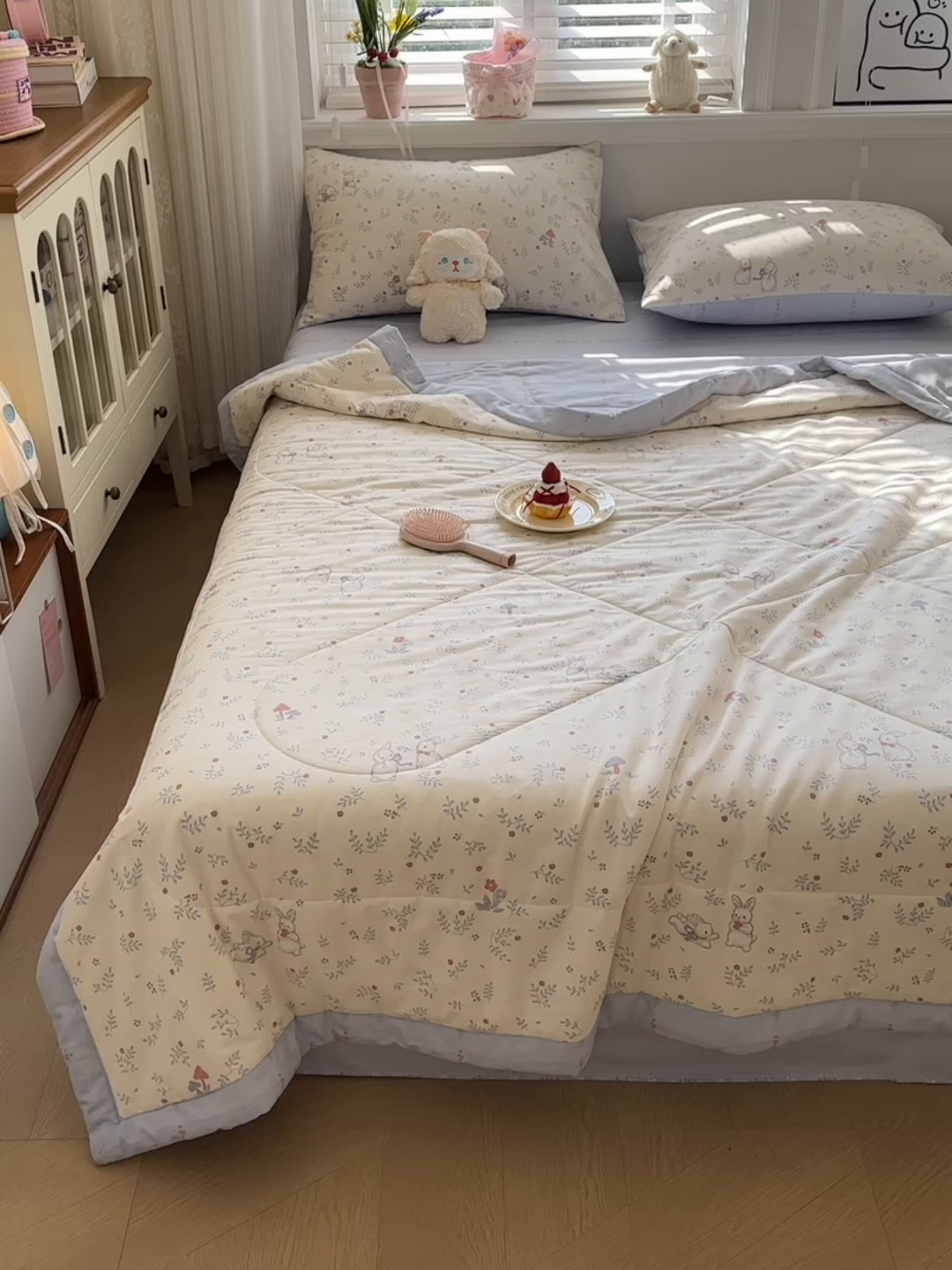 91家纺网 家纺一手货源 找家纺 棉森家纺 2026春夏新款全棉纯棉棉花夏被夏凉被空调被-风格三 寻觅时光-蓝