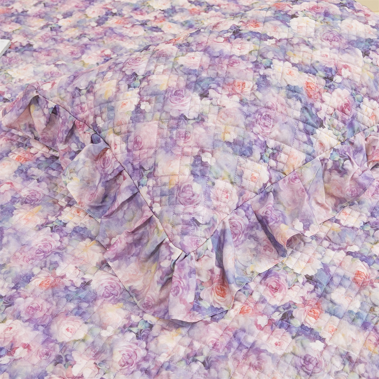 91家纺网 家纺一手货源 找家纺 （总）宜凡家纺 2026新款莱赛尔印花夹棉单床裙床裙三件套