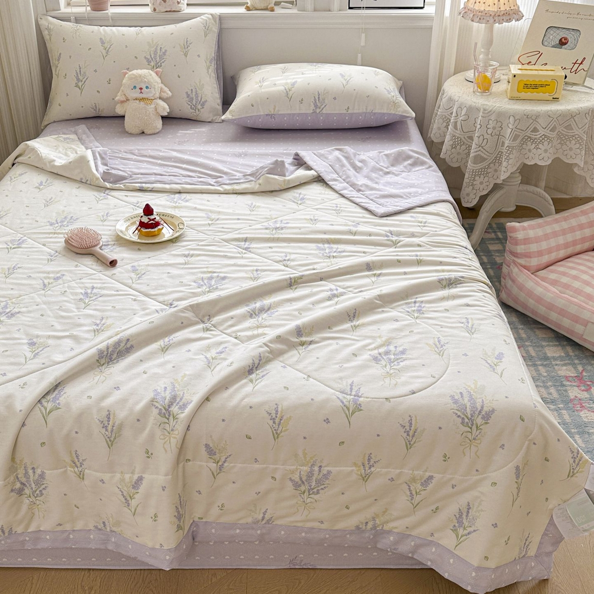 91家纺网 家纺一手货源 找家纺 棉森家纺 2026春夏新款全棉纯棉棉花夏被夏凉被空调被-风格三 紫色浪漫