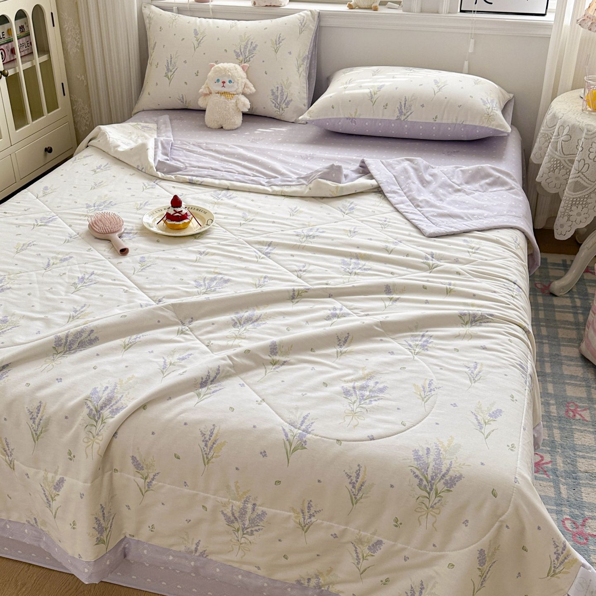 91家纺网 家纺一手货源 找家纺 棉森家纺 2026春夏新款全棉纯棉棉花夏被夏凉被空调被-风格三 紫色浪漫