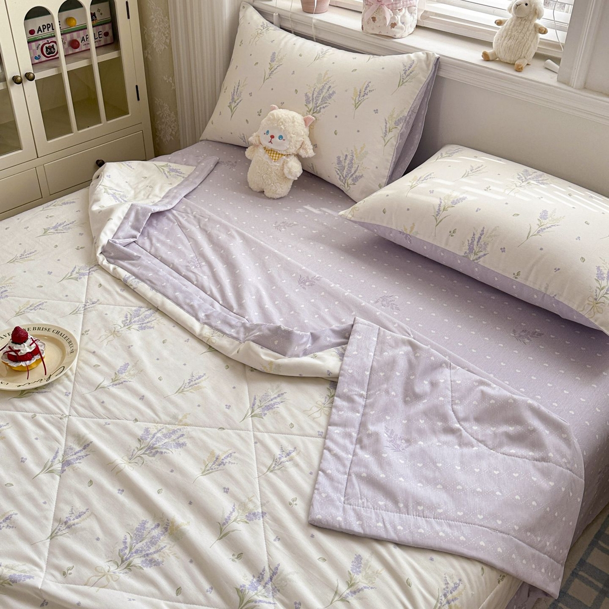 91家纺网 家纺一手货源 找家纺 棉森家纺 2026春夏新款全棉纯棉棉花夏被夏凉被空调被-风格三 紫色浪漫