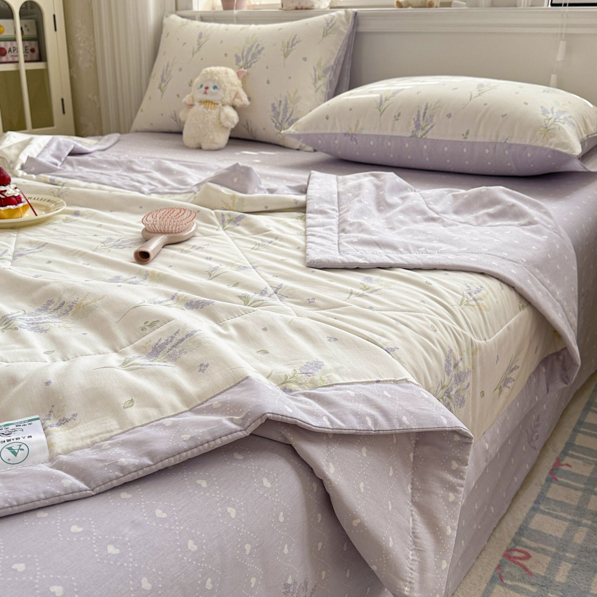 91家纺网 家纺一手货源 找家纺 棉森家纺 2026春夏新款全棉纯棉棉花夏被夏凉被空调被-风格三 紫色浪漫