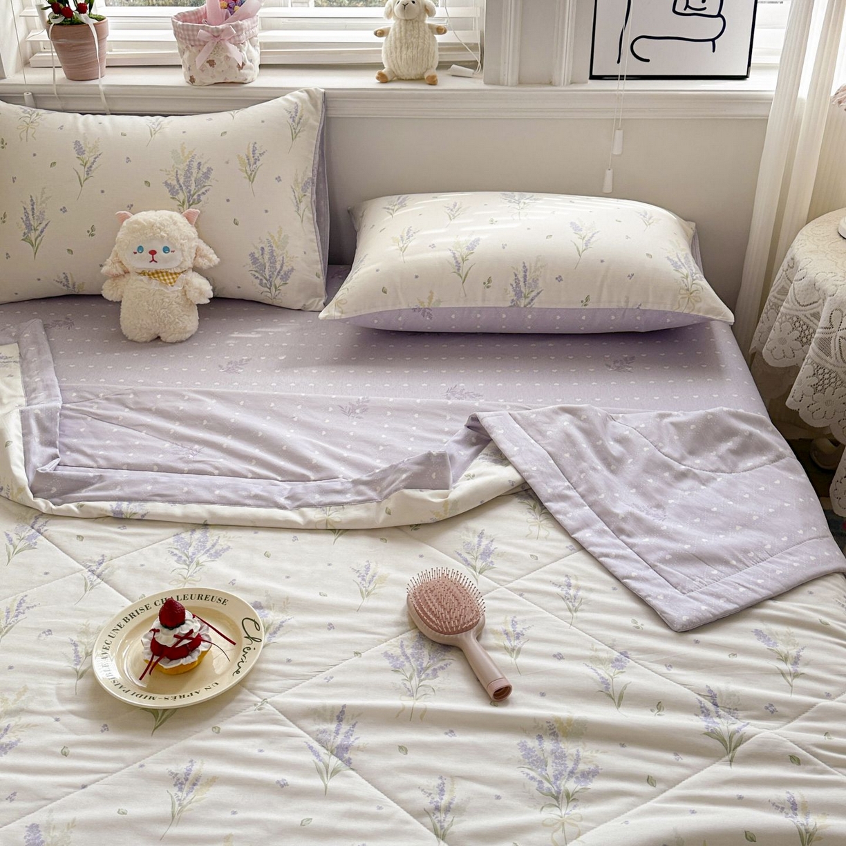 91家纺网 家纺一手货源 找家纺 棉森家纺 2026春夏新款全棉纯棉棉花夏被夏凉被空调被-风格三 紫色浪漫