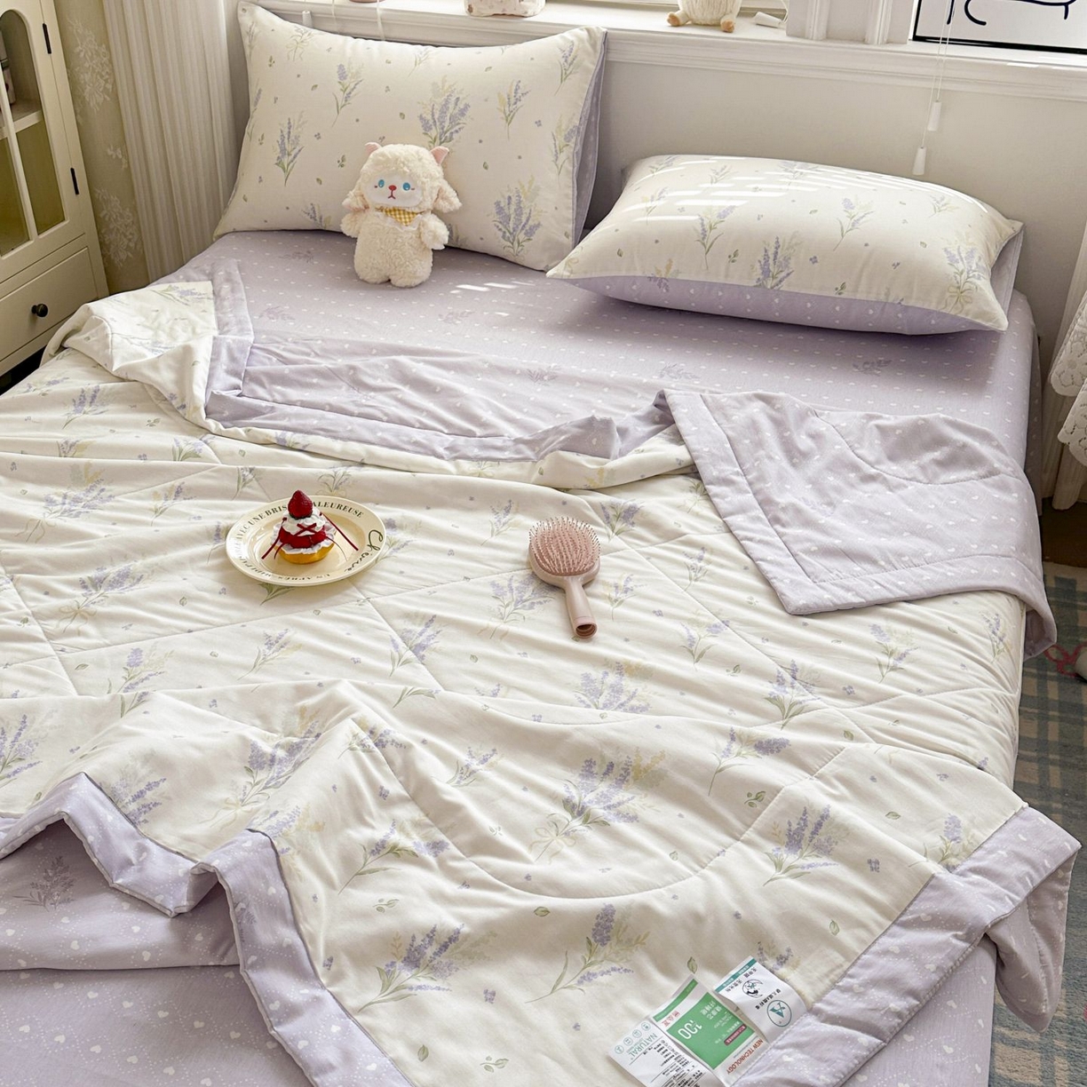 91家纺网 家纺一手货源 找家纺 棉森家纺 2026春夏新款全棉纯棉棉花夏被夏凉被空调被-风格三 紫色浪漫