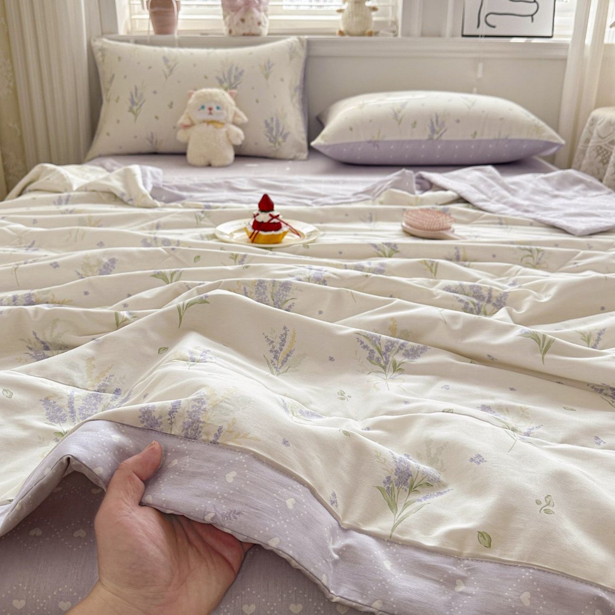 91家纺网 家纺一手货源 找家纺 棉森家纺 2026春夏新款全棉纯棉棉花夏被夏凉被空调被-风格三 紫色浪漫