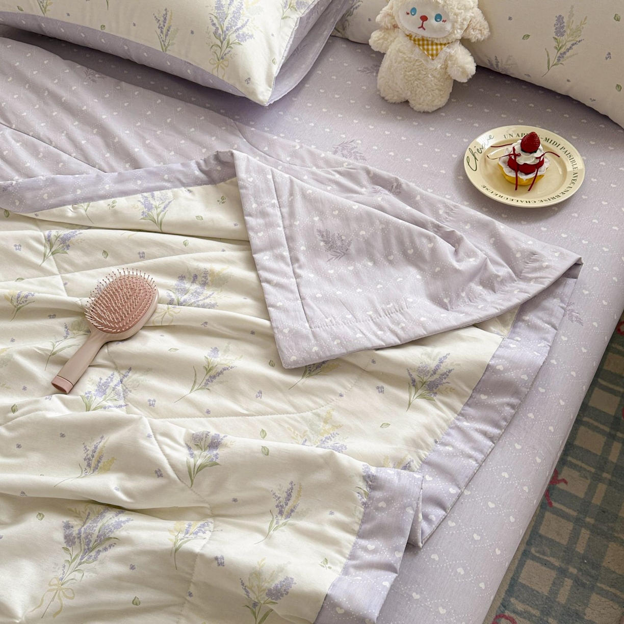 91家纺网 家纺一手货源 找家纺 棉森家纺 2026春夏新款全棉纯棉棉花夏被夏凉被空调被-风格三 紫色浪漫