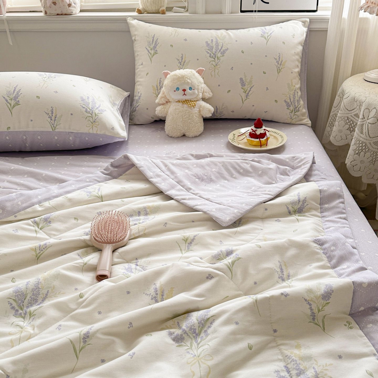 91家纺网 家纺一手货源 找家纺 棉森家纺 2026春夏新款全棉纯棉棉花夏被夏凉被空调被-风格三 紫色浪漫