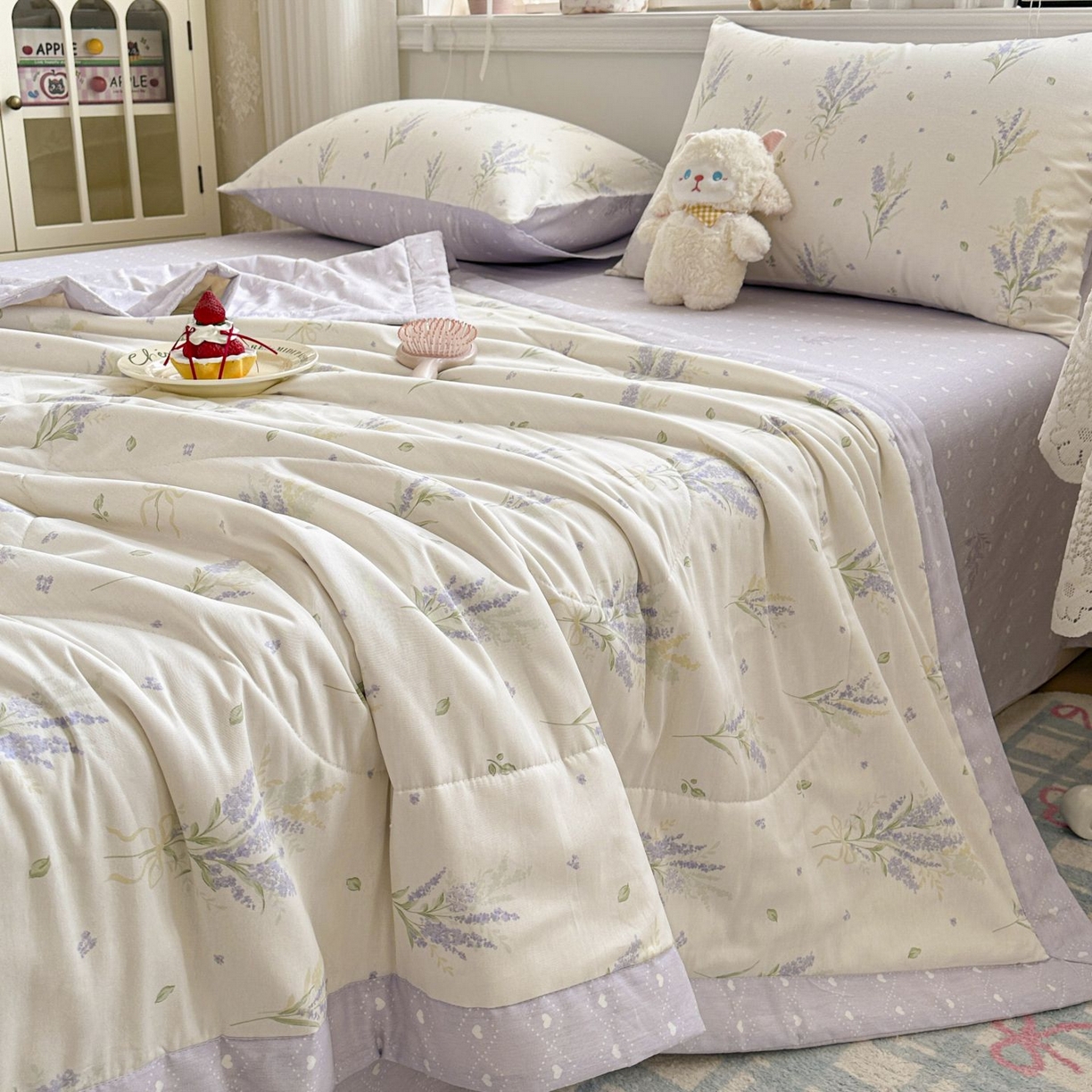 91家纺网 家纺一手货源 找家纺 棉森家纺 2026春夏新款全棉纯棉棉花夏被夏凉被空调被-风格三 紫色浪漫