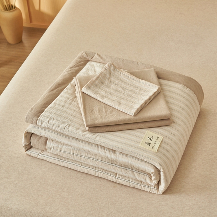 91家纺网 家纺一手货源 找家纺 简如 2026新款全棉纯棉色织水洗棉棉花空调被夏凉被 乐事-米