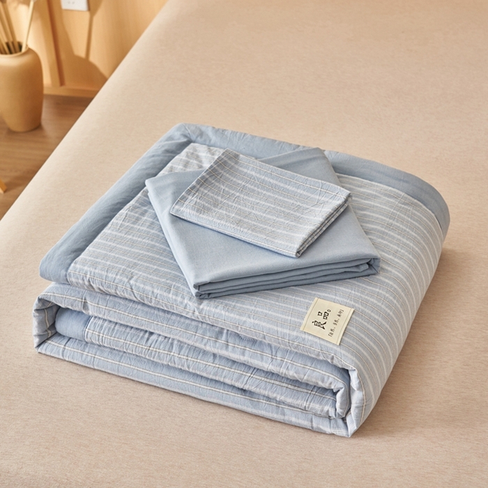 91家纺网 家纺一手货源 找家纺 简如 2026新款全棉纯棉色织水洗棉棉花空调被夏凉被 乐视-兰