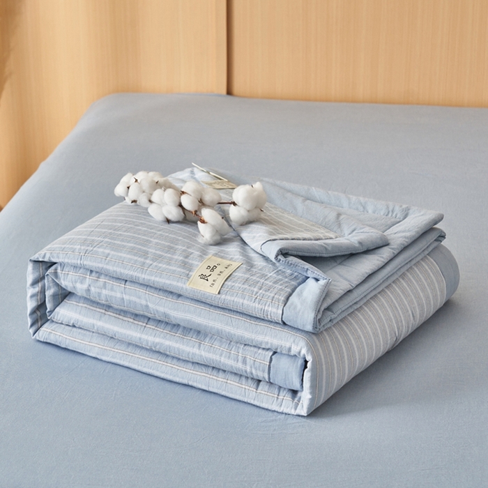 91家纺网 家纺一手货源 找家纺 简如 2026新款全棉纯棉色织水洗棉棉花空调被夏凉被 乐视-兰