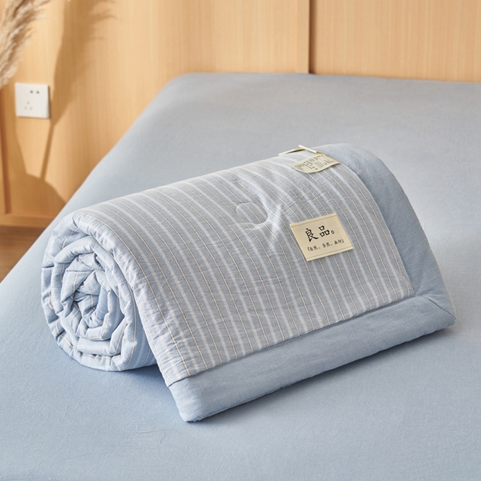 91家纺网 家纺一手货源 找家纺 简如 2026新款全棉纯棉色织水洗棉棉花空调被夏凉被 乐视-兰