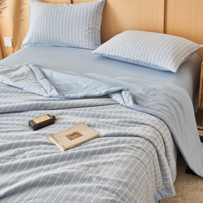 91家纺网 家纺一手货源 找家纺 简如 2026新款全棉纯棉色织水洗棉棉花空调被夏凉被 乐视-兰