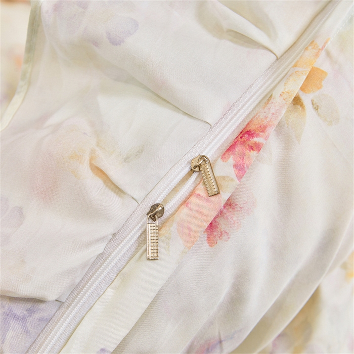 91家纺网 家纺一手货源 找家纺 宜凡家纺 2026新款莱赛尔印花夹棉单床裙床裙三件套 海棠听风